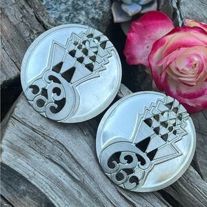 VINTAGE EDGAR BEREBI silver toned statement post back earringsgs